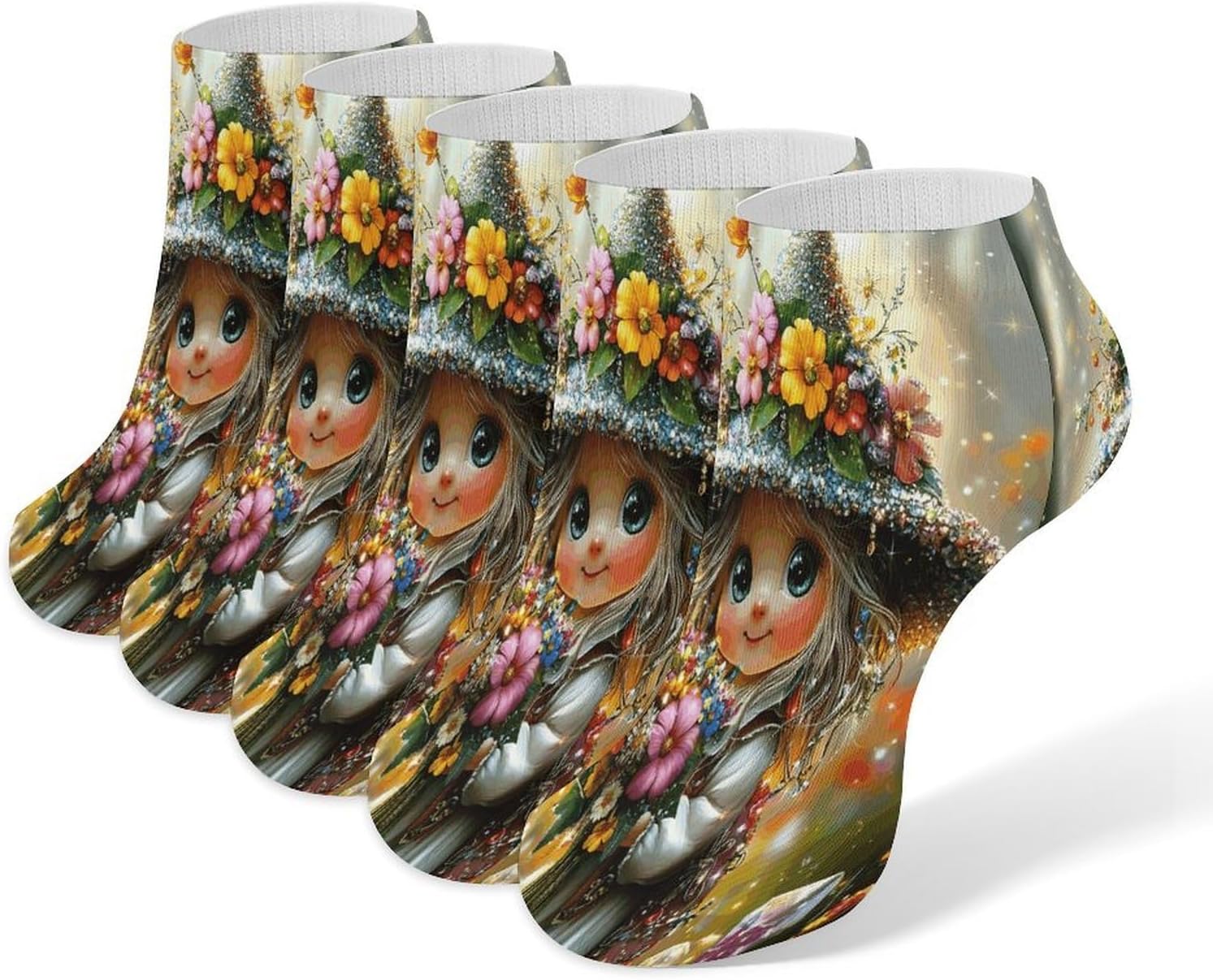 Little Flower Witch Ankle Sock Low Cut Socks Tube Socks for Sports