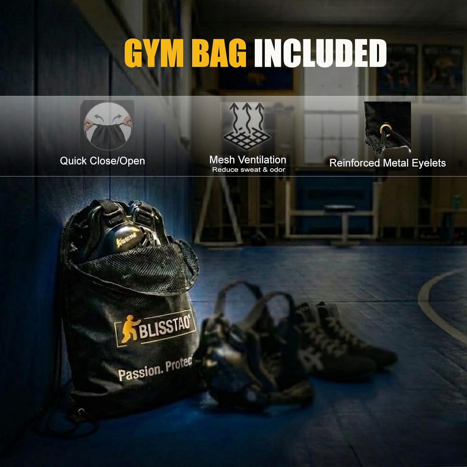 Wrestling Headgear BJJ Ear Guard for Youth & Adult – 2-in-1 Interchangeable Chin Cup & Pad - Includes Ventilated Mesh Gear Bag - Image 3