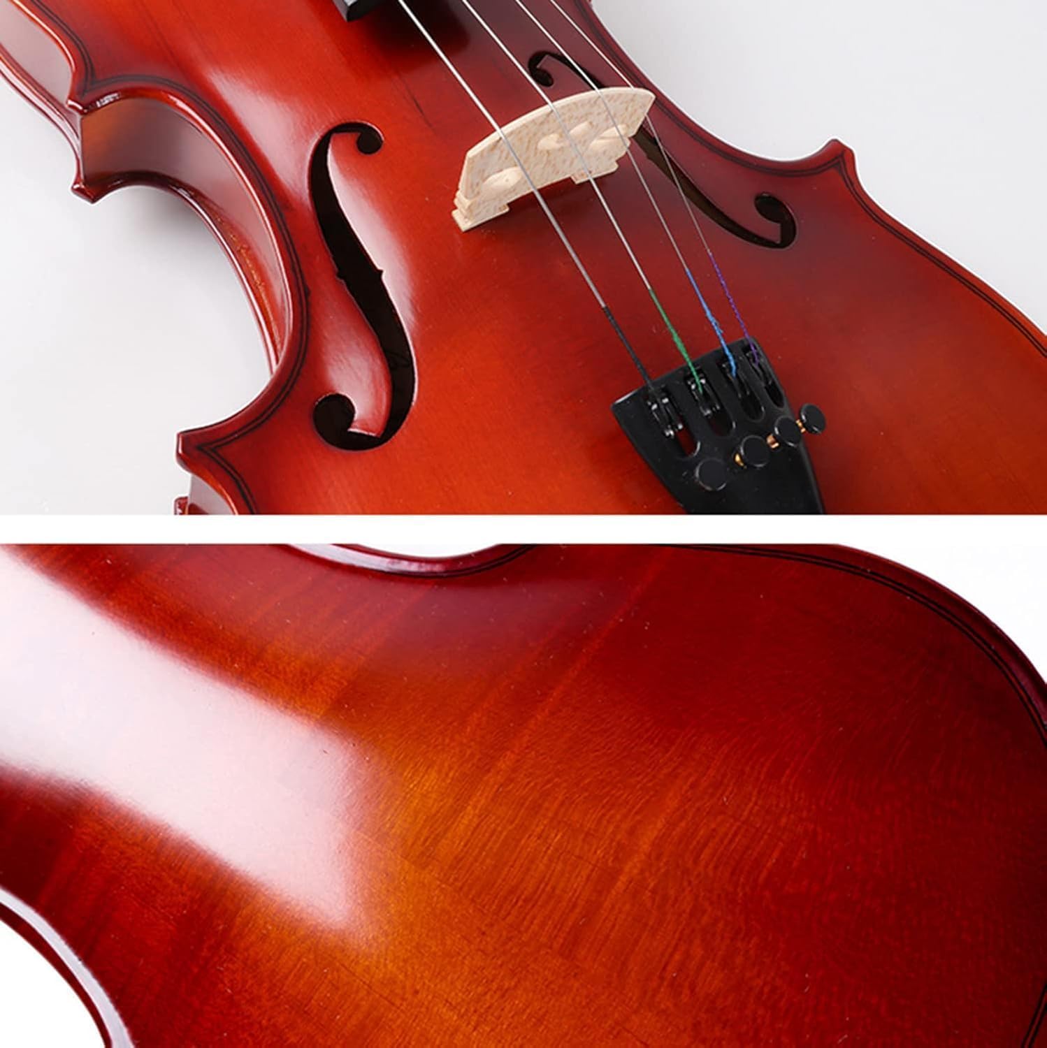 Violino 4/4 in legno massello con custodia rigida, archetto e colofonia per principianti e studenti, ideale per adulti, set completo di violino