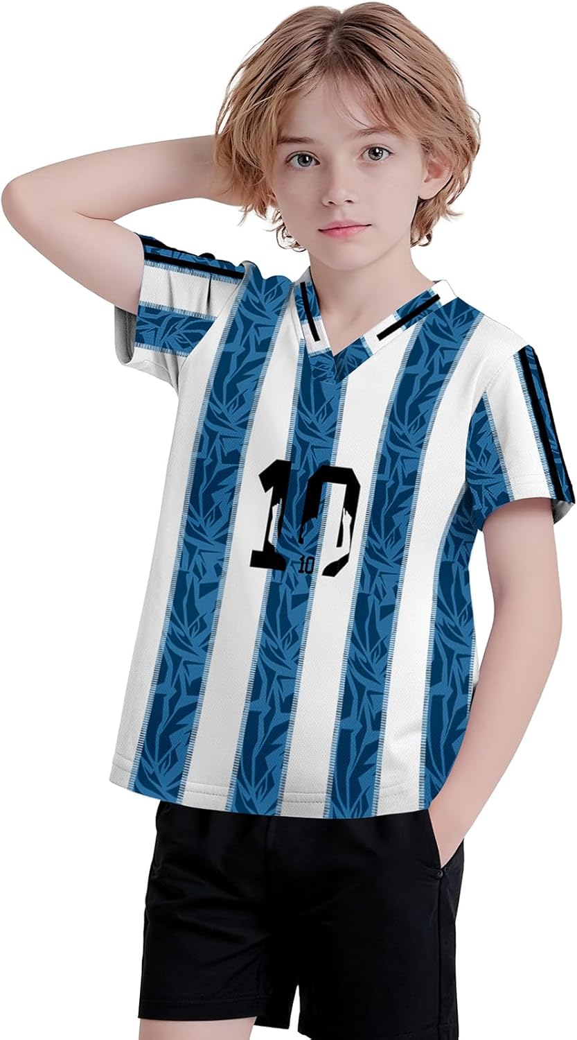 Soccer Jersey Kids Boys & Girls Football Jersey Shirt V Neck Mesh Tee Casual Short Sleeve Tops - Image 4