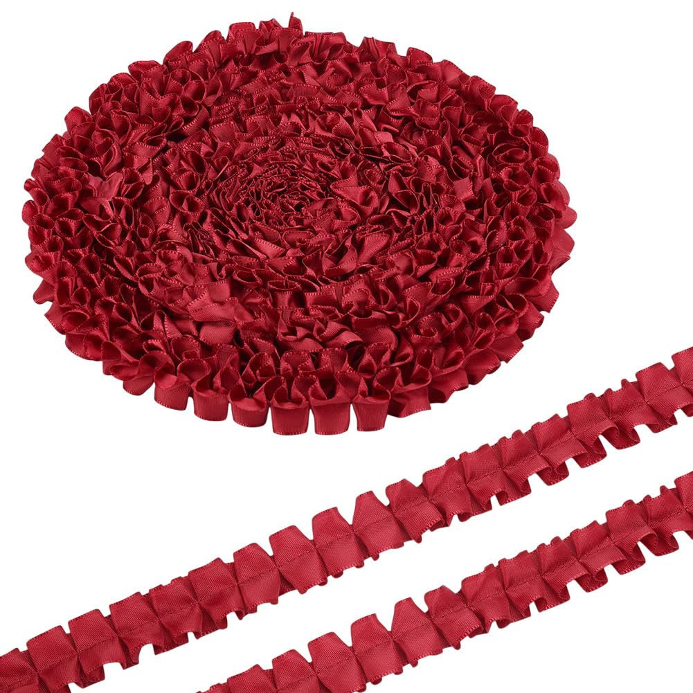 Dentelle en organza plissée rouge ruban vintage de 2,5 cm pour couture de haute couture