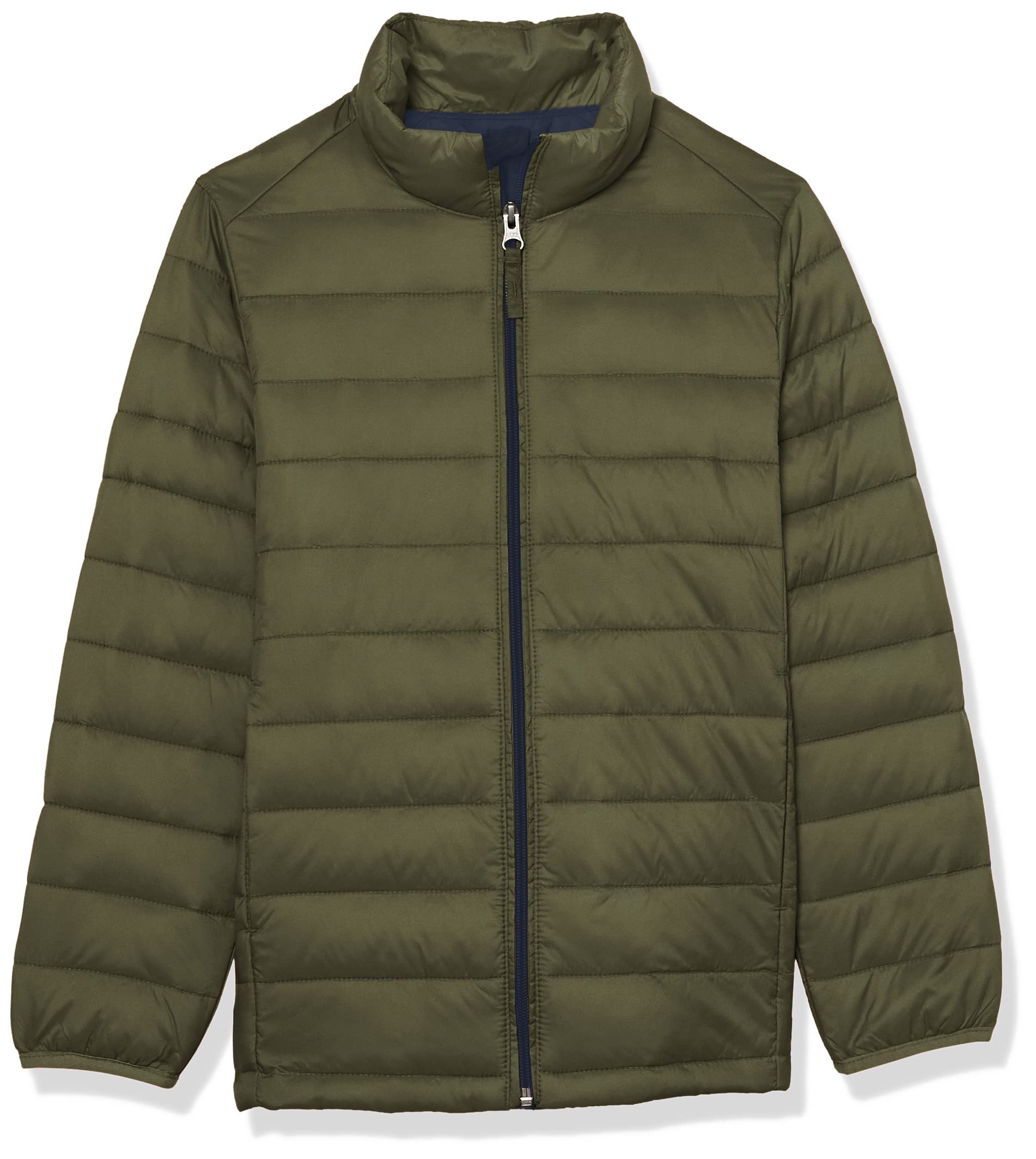 Amazon EssentialsBoys' Lightweight Water-Resistant Packable Puffer Jacket, Olive/Navy, XX-Large