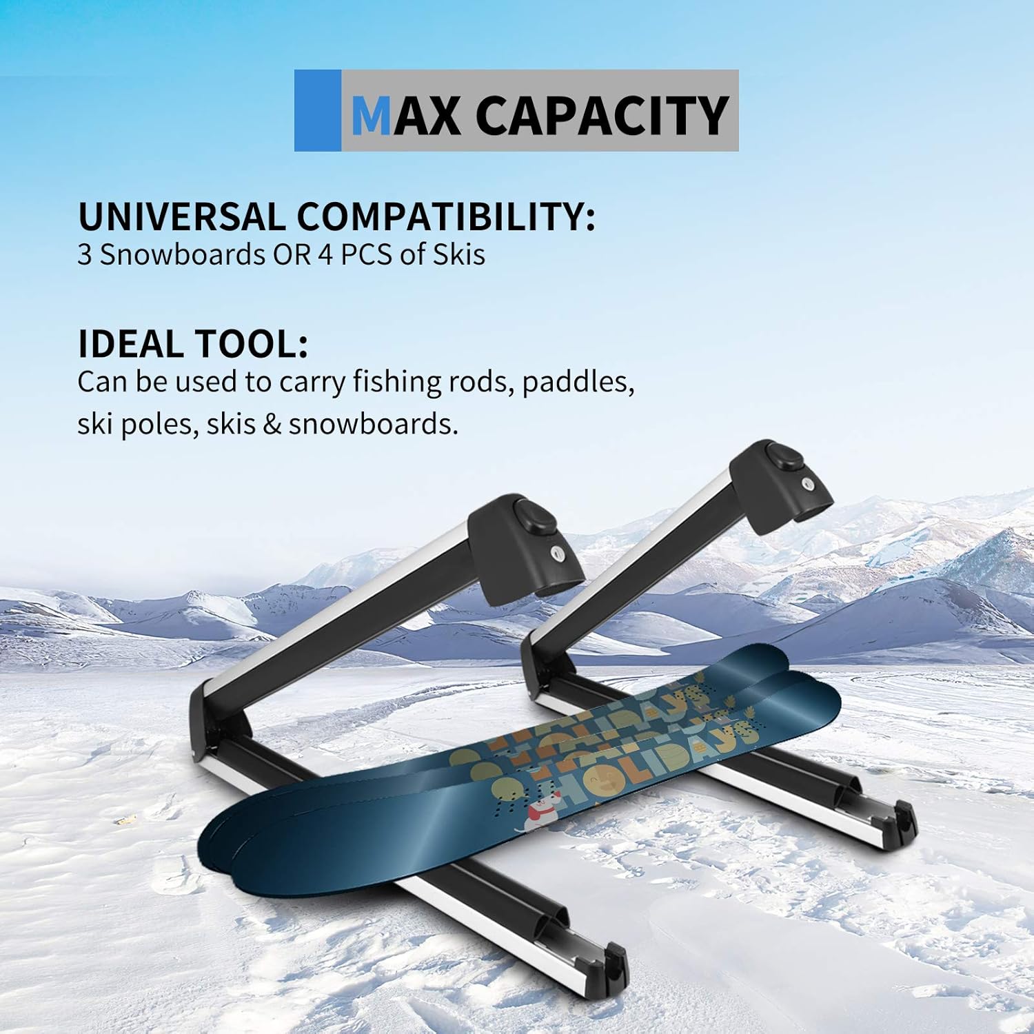 YITAMOTOR 30" Aluminum Universal Car Roof Ski Rack Snowboard Racks, Ski Carrier Rack Snowboard Car Racks : Sports & Outdoors