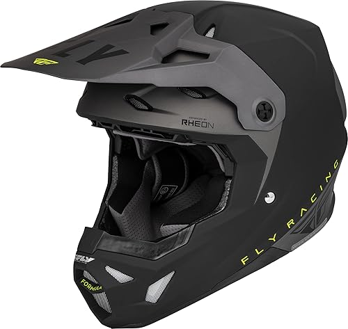 Fly Racing, Formula CP - Casco de motocicleta para adulto (negro mategrisalta visibilidad, talla M)