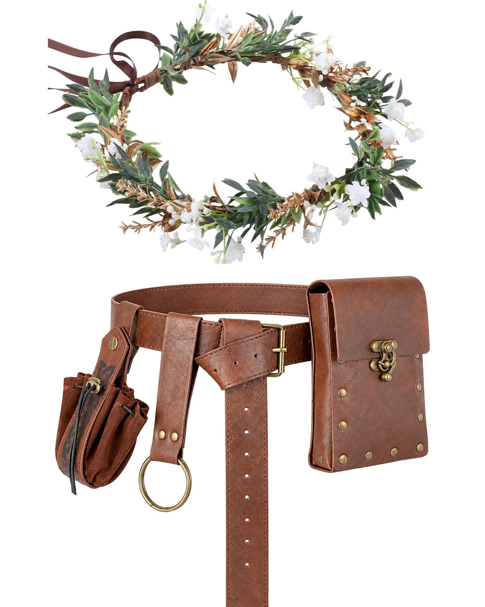 KorViSHOW Fairy Renaissance Accessories Women, Medieval Renfaire Costume, Brown, Standard