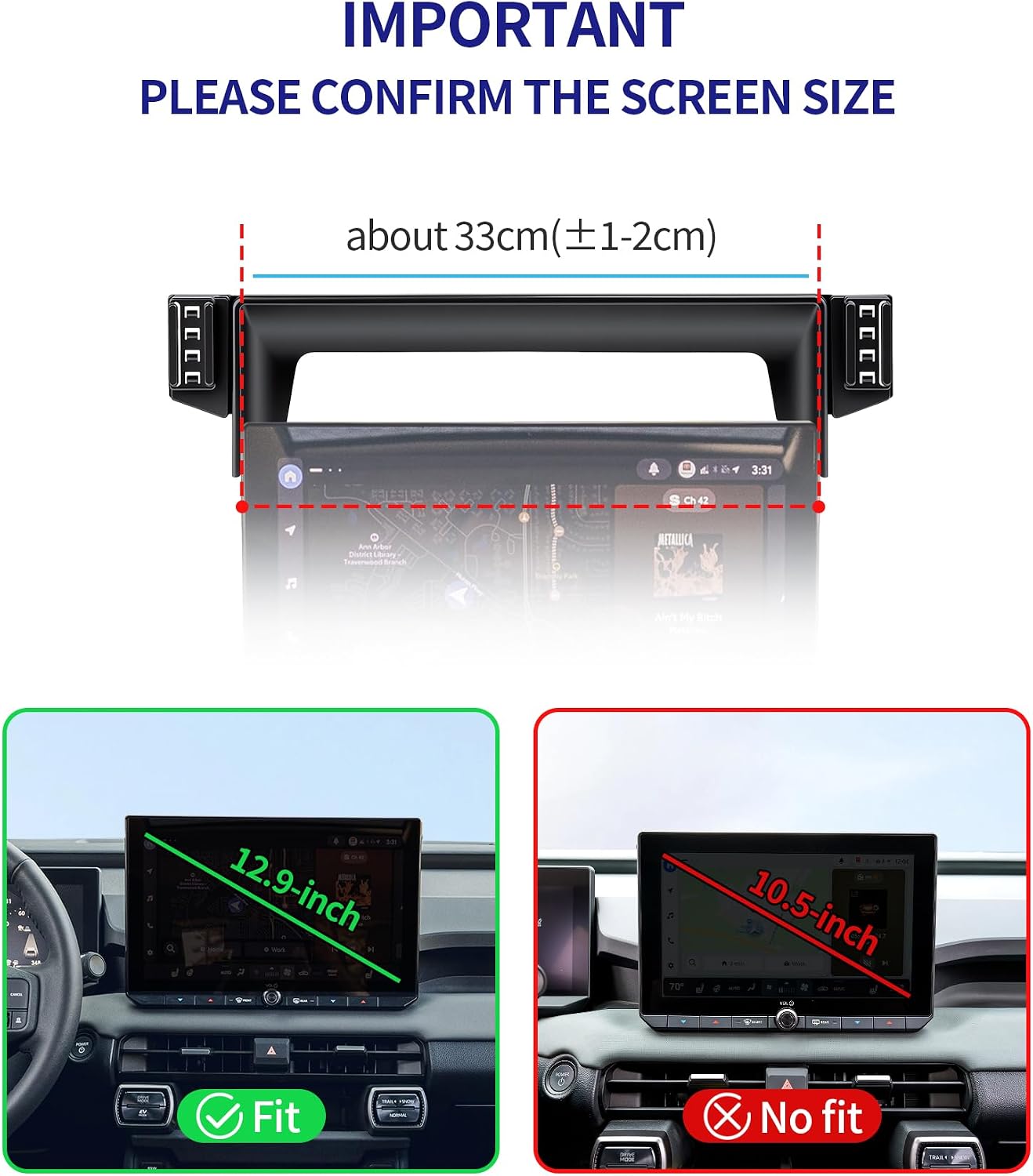Auto Clamp Car Phone Holder for Toyota RAV4/Hybrid 2026, 12.9"Screen Mount image 3