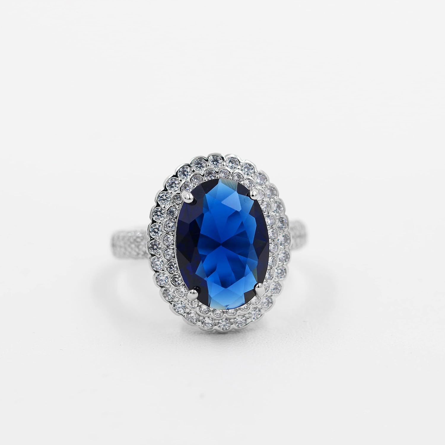 Created Sapphire Blue Cubic Zirconia Wedding Rings for Women, Open Size, Engagement Statement Jewelry Y664 (blue): Clothing, Shoes & Jewelry