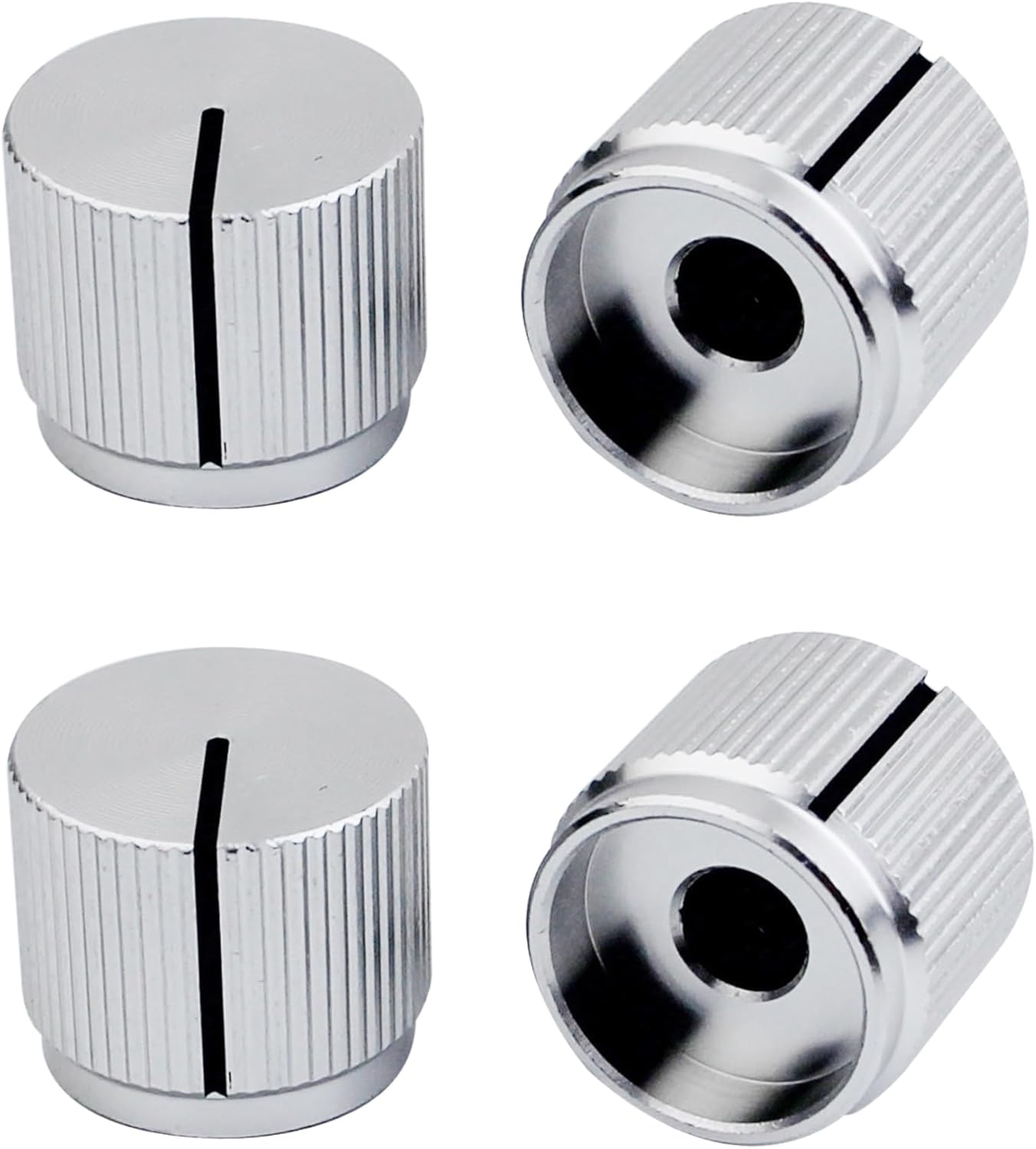 Guyker Guitar Aluminum Alloy Flat Top Control Knobs Dia. 6mm(0.24") Shaft Pots - Dome Tuning Potentiometer Knob Replacement Part for Electric Guitar or Precision Bass, 4-Pack Black