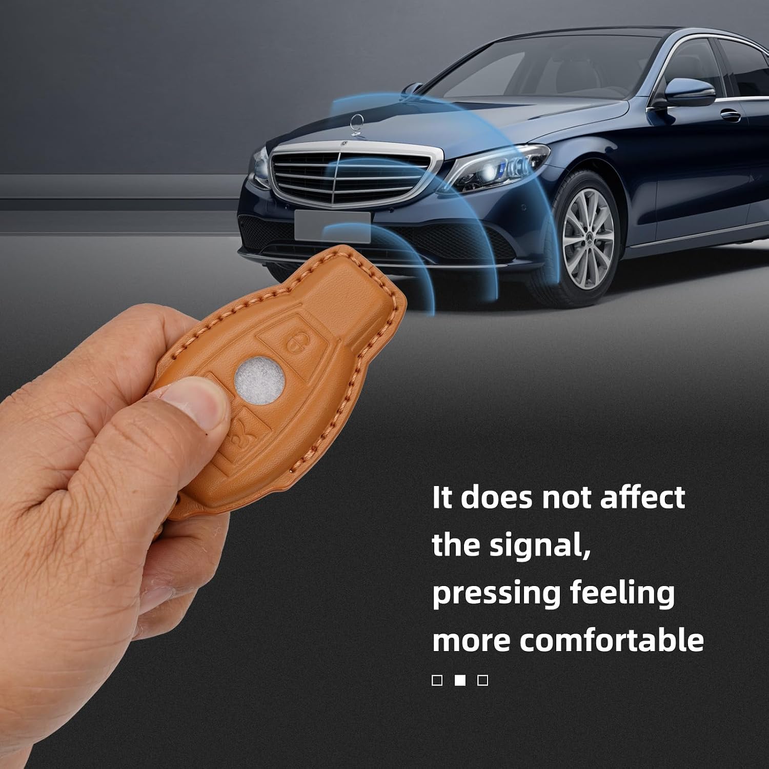 Leather Key fob Cover,Keychain Shell,Key case Protector Compatible with Mercedes Benz C E M S CLS CLK G AMG Smart Key (Brown)