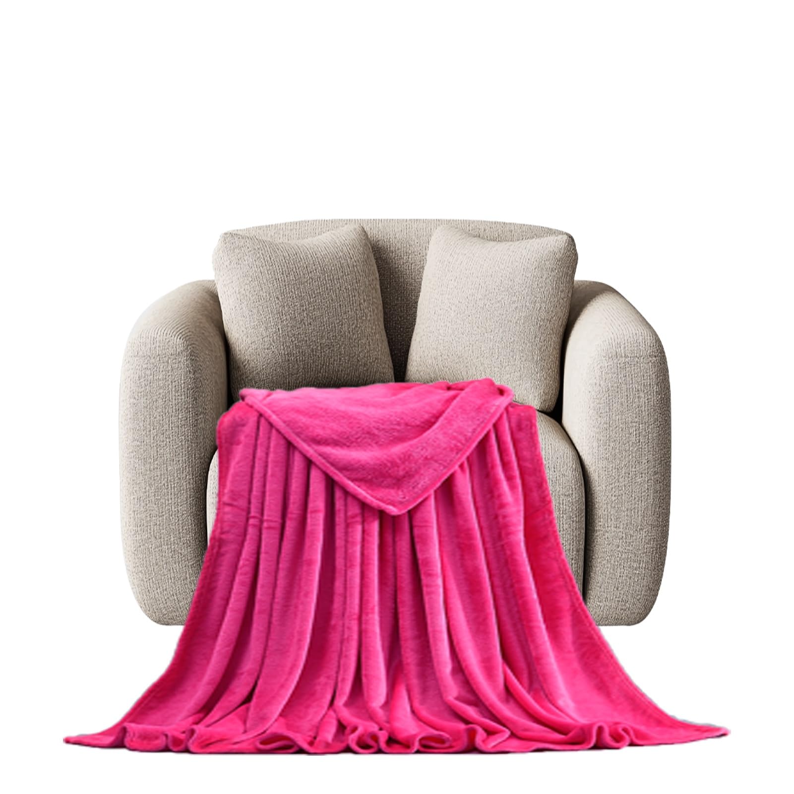 STGAO Throw Blanket 110 x 220 cm Silk Touch Bed Blanket Flannel Blanket for Bedroom, Couch, Travel, Kids, Camping, Rose Red