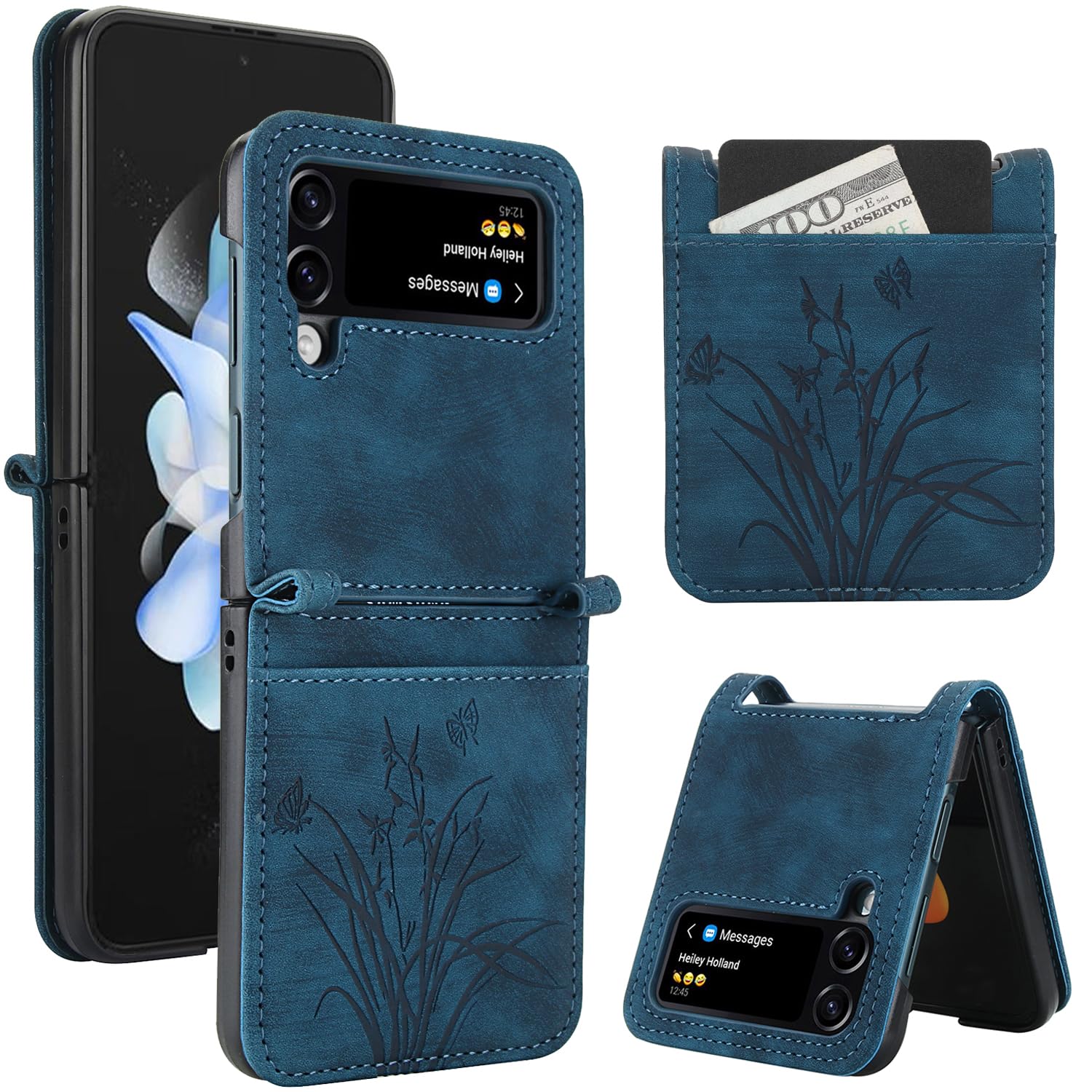 Funda Samsung Z Flip 3 5G Asuwish protectora que soluciona espacio tarjetas 7