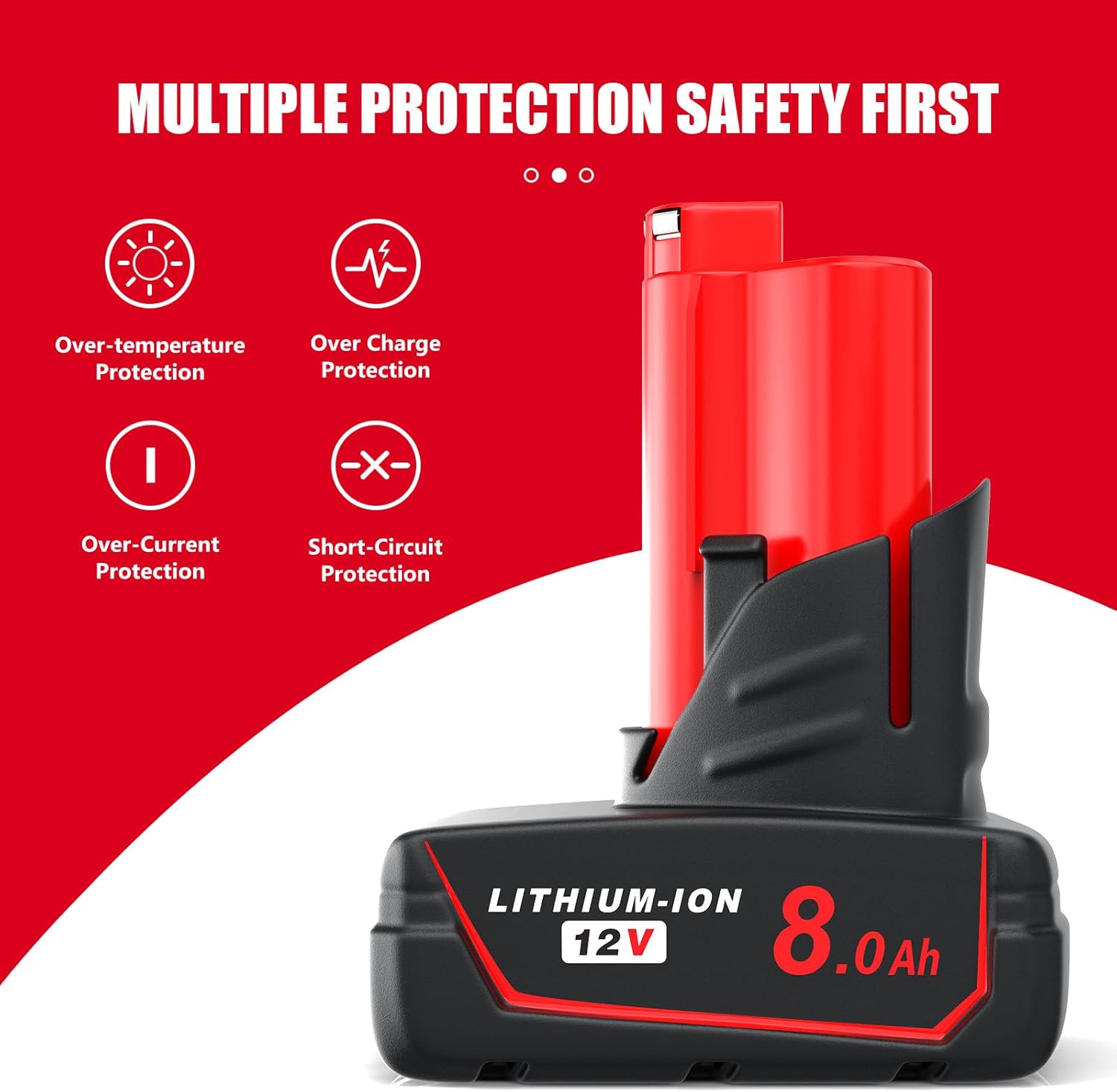 Battery Replacement for Milwaukee M12: 12v Lithium-ion 8.0Ah Batteries Compatible with 48-11-2440 48-11-2402 48-11-2411 48-11-2420 Cordless Power Tools (2-Packs) - Image 5