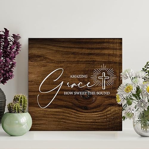 Miniatura 36 de Madcolitote Rustic Bible Verse Wood Signs Amazing Grace How Sweet The Sound Wall Art Retro Scripture Wood Plaque Farmhouse Wall Decor for Home Man
