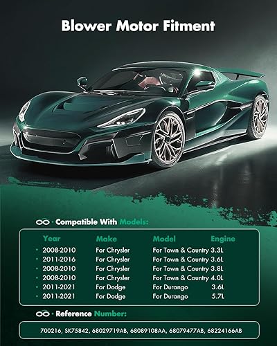 Vista 605 de SCITOO 700188 Reemplazo del motor del ventilador HVAC con jaula de ventilador para Toyota Tacoma 2005-2015, reemplazo OE - 87103-04043, 87103-04044