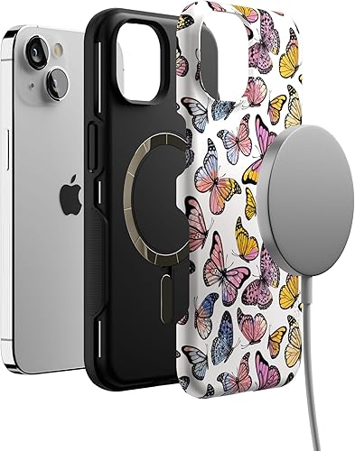 Vista 30 de Casely Funda para iPhone 13 Compatible con MagSafe Color Splash de medianoche Funda retro abstracta Color de medianoche Splash Abstracto