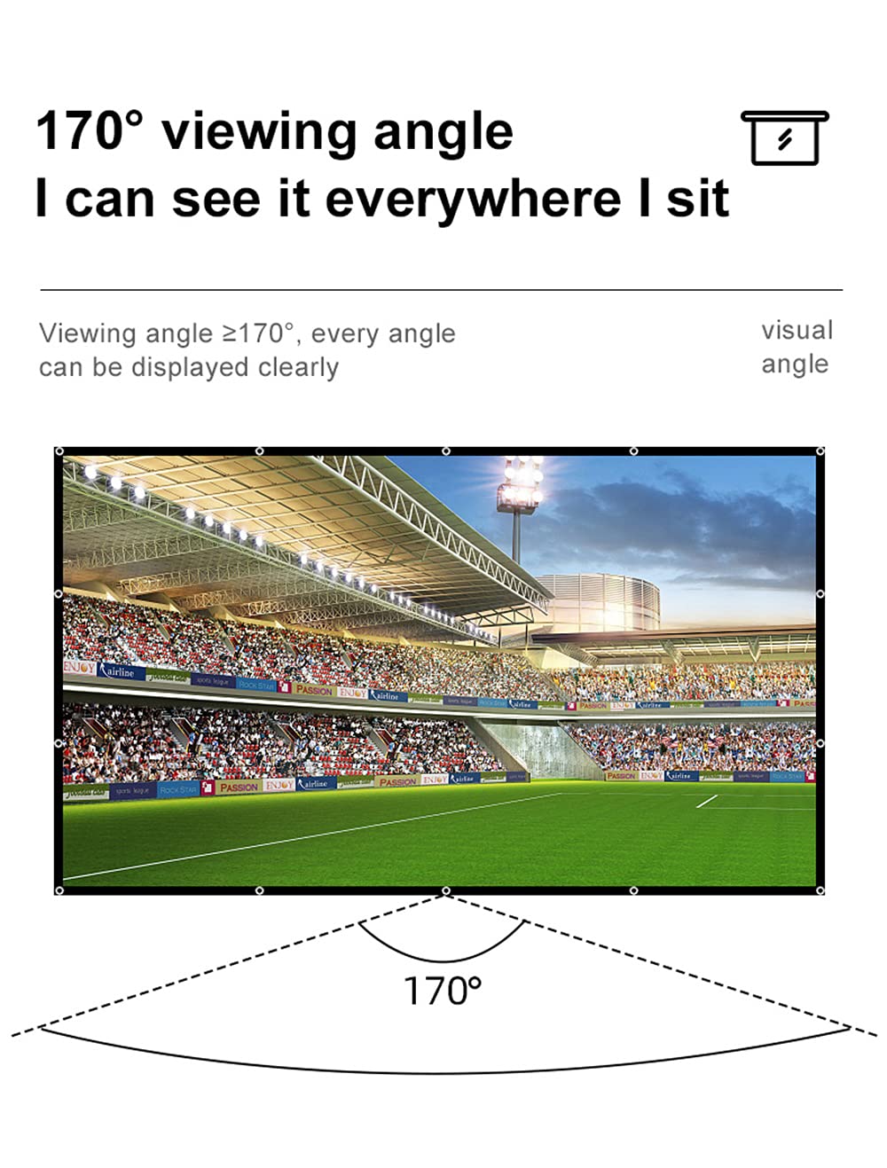 Schermo per proiettore HD da 100 Pollici 16: 9 Schermo da Interno per Esterno Portatile Pieghevole per Film Schermo per Supporto Home Theater Proiezione su Due Lati - Tenda Morbida addensata