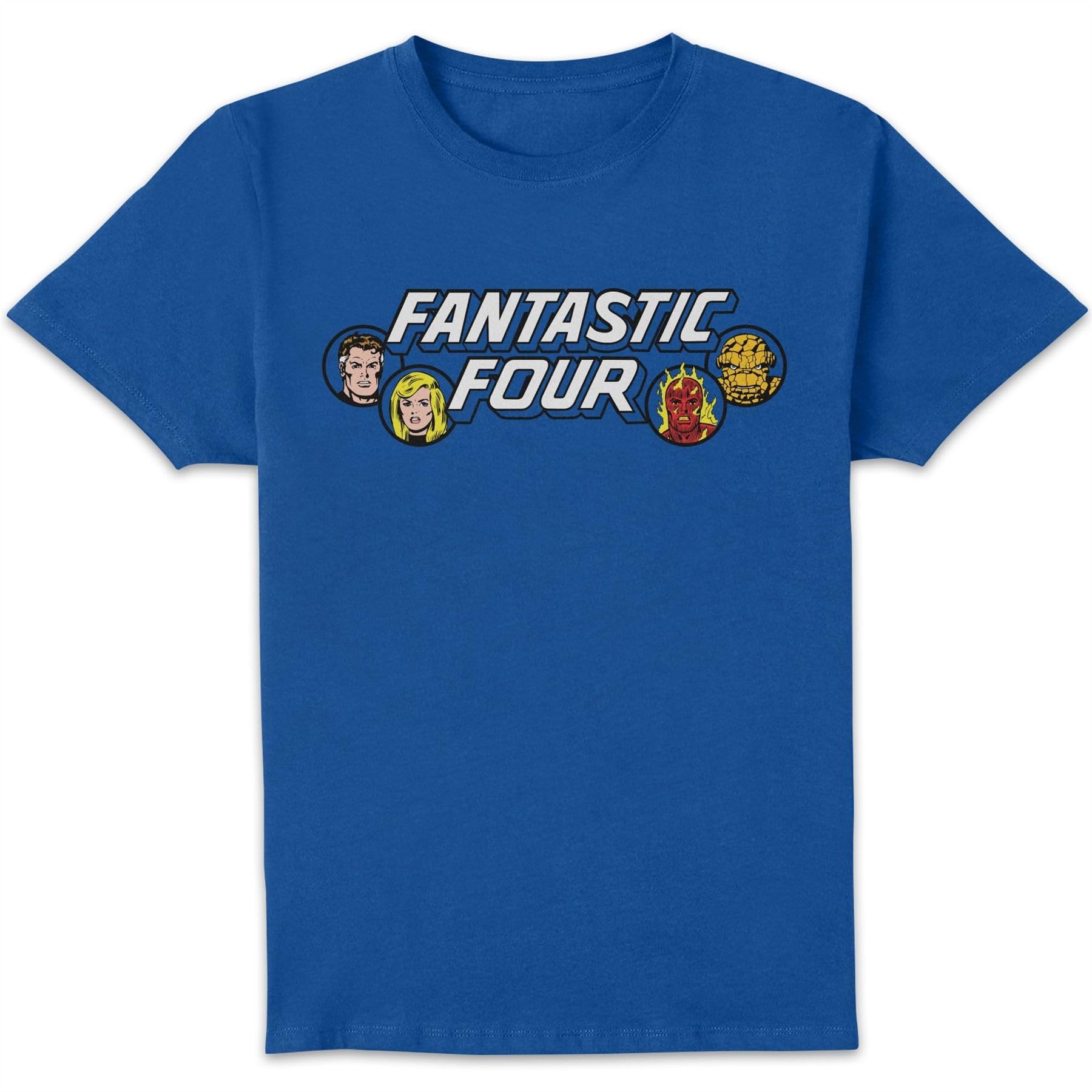 Marvel Unisex Fantastic Four 70s Logo T-Shirt - Blue | Size: Large