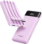 Orfeika 10000mAh Banque d'électricité avec 20W PD Chargement rapide, chargeur portable avec câbles intégrés & LED Afficheur, batterie compatible avec iPhone, Samsung, Google Pixel, iPad & Plus