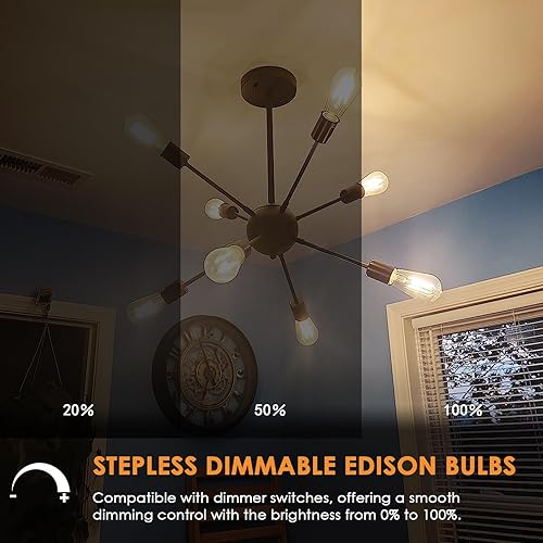 Miniatura 3 de Bombillas LED Edison vintage, ST58 regulable 4 W E26, equivalente a 40 W, bombillas LED blancas suaves de 3000 K, bombillas de filamento LED