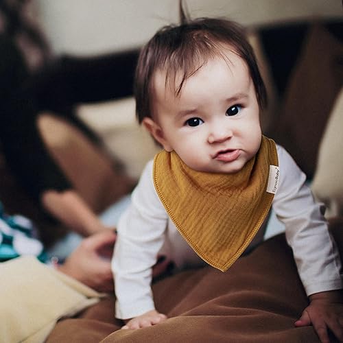 Miniatura 62 de Baberos tipo bandana para bebés para niños y niñas, súper suaves, unisex, paquete de 12 baberos de algodón orgánico absorbentes para dentición y