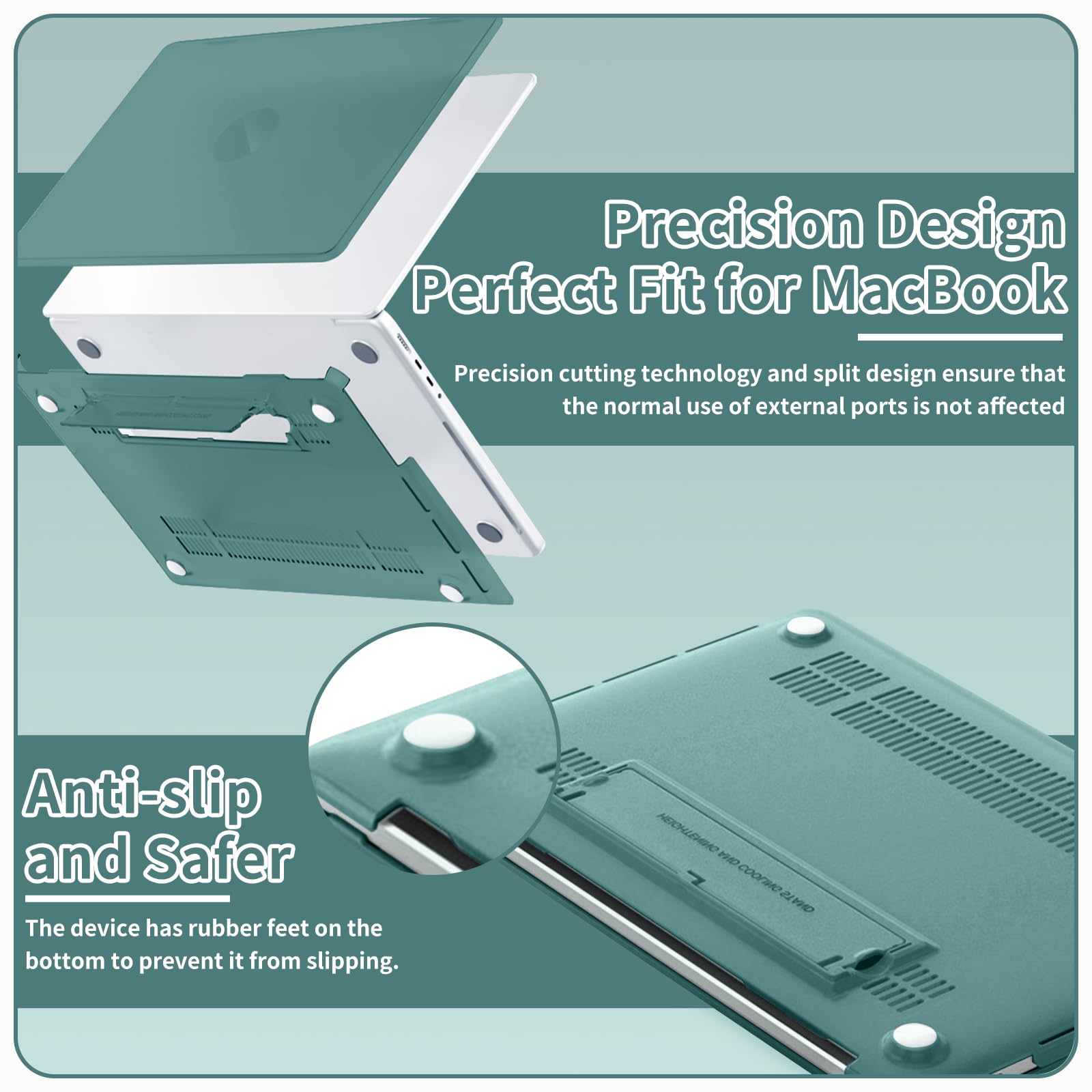 Custodia Compatibile con MacBook Pro 14 Pollici M5 M4 M3 M2 M1 Pro/Max (2026-2021) A3426 A3427 A3434, con Supporto Funzione Plastica Protezione Cover, Custodie Rigide (Verde)