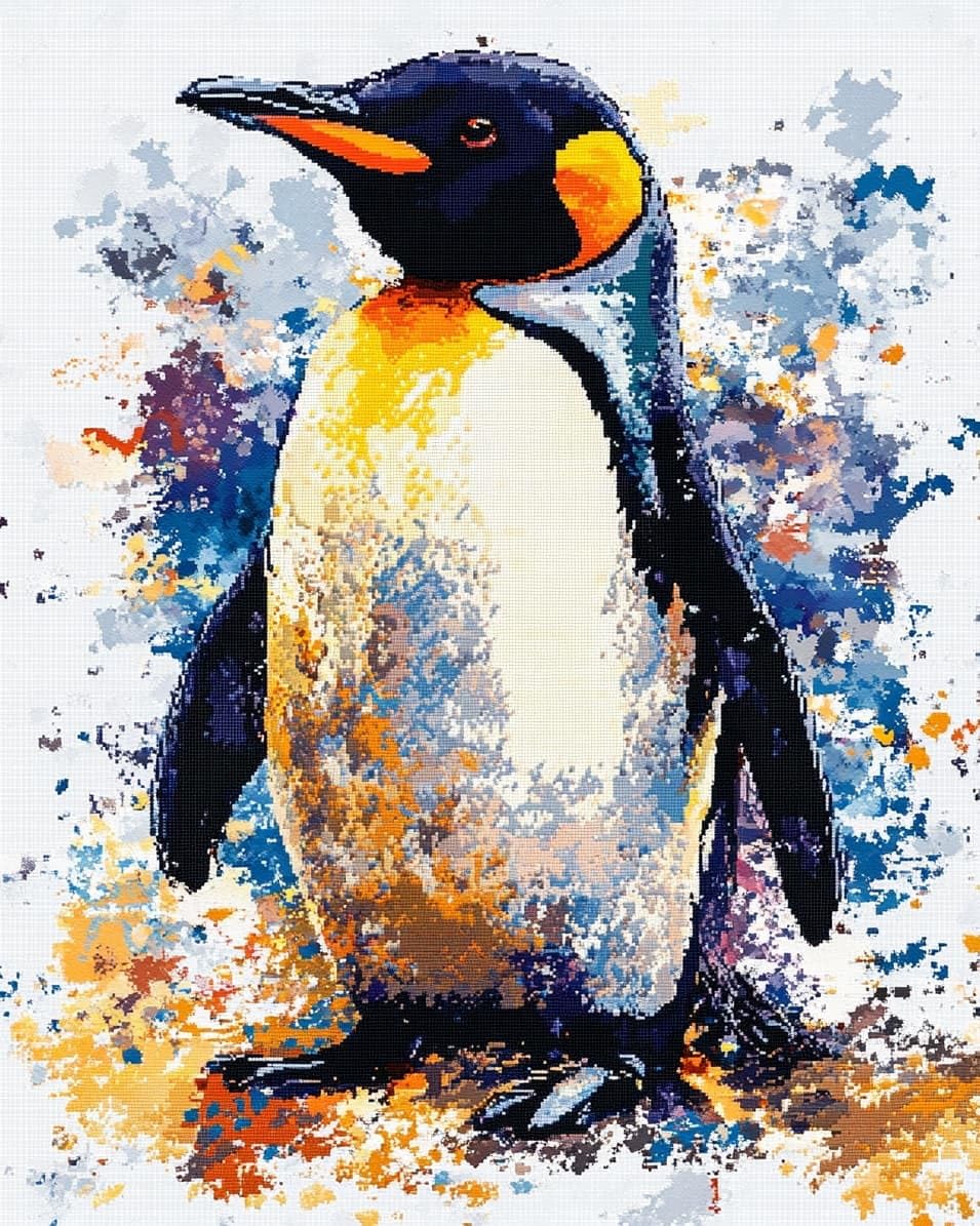 WallustrioaW 11CT Cross Stitch Embroidery Kits,Animal Penguins,Cross Stitch Full Kit DIY Embroidery Sewing Handicraft for Adults Home Decor,16x20in