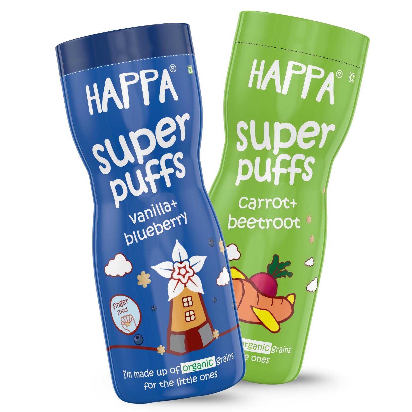 Vanilla Blueberry and Carrot Beetroot Baby Puffs | Melt-in-the-Mouth Finger Food for Babies | Supports Self-Feeding & Baby-Led Weaning | No Artificial Flavours or Colours | Stage 2 (8 Months+) | Pack of 2 (40g Each)