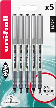 Uni-ball UB-157 Eye Black Rollerball Pens, Premium Fine 0.7mm Ballpoint Pens, Super Smooth Pen Tip for Writing, Drawing, Art, Crafts, Coloring, Fading and Water Resistant Liquid UniSuper Ink, Pack of