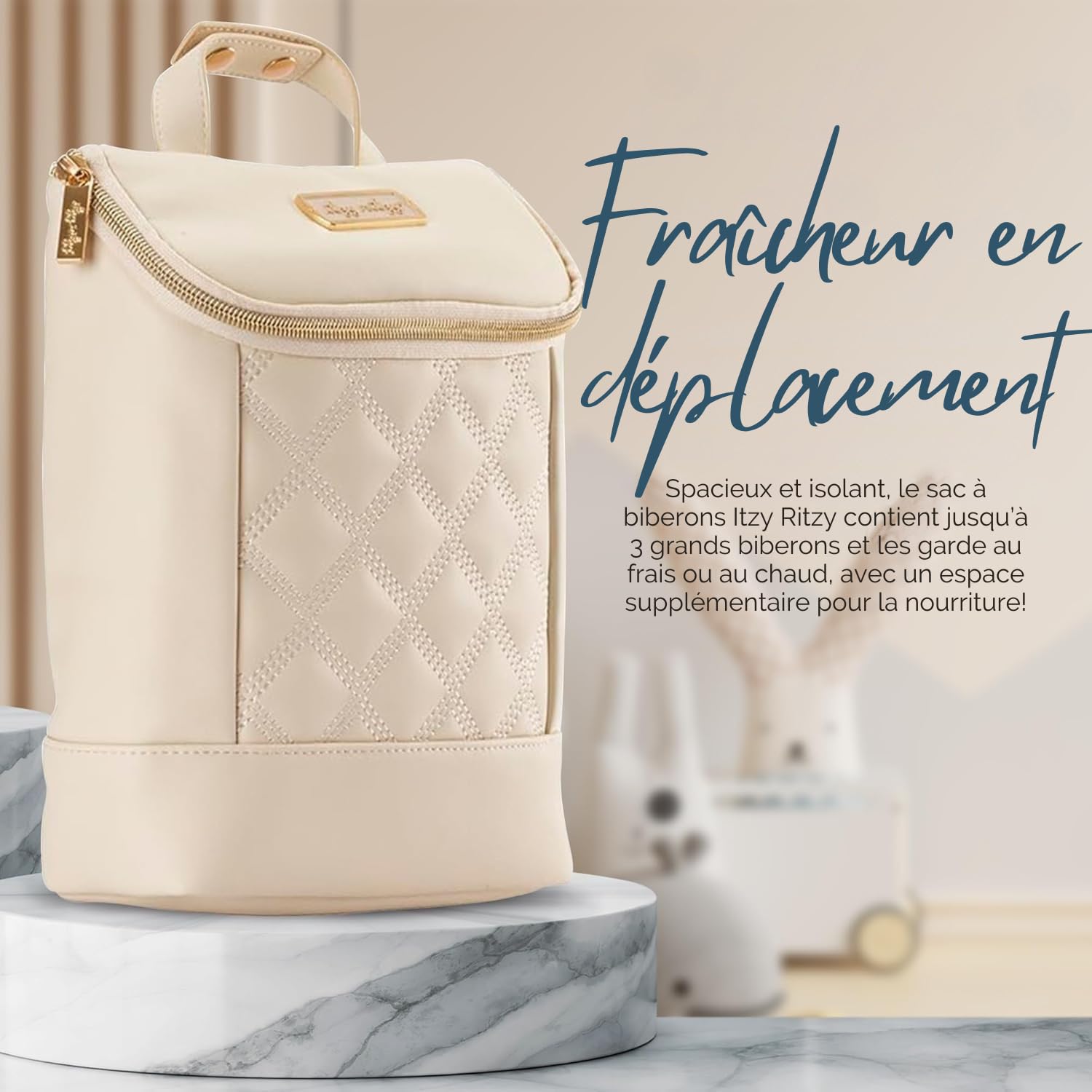 Itzy Ritzy Sac à biberon – Porte-biberon Isotherme pour Garder au Chaud et au Frais avec Poche intégrée pour Poche de Glace intégrée, Refroidisseur de Lait Maternel Multi-Usage, Rangement pour Landau