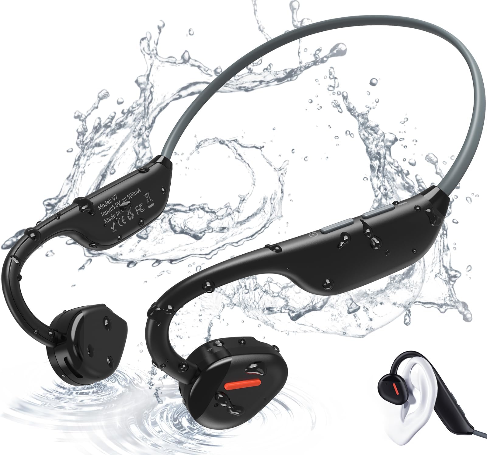 Guudsoud knochenschall kopfhörer Bluetooth 5.0,Open Ear kopfhörer kabellos,wasserdichte