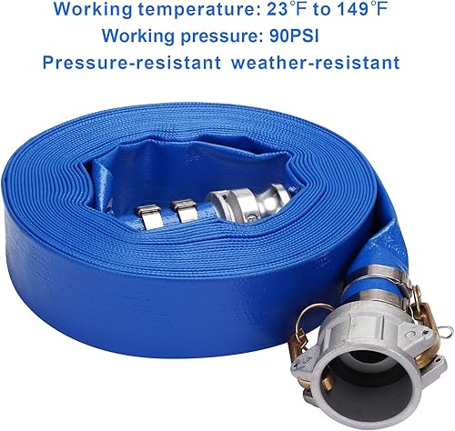 Miniatura 39 de Lay-Flat Manguera de retrolavado para piscina, manguera de descarga reforzada de PVC resistente a la intemperie, manguera de drenaje de piscina