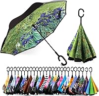 Vista 62 de SIEPASA Paraguas invertido invertido de 49/56 pulgadas, doble toldo extra grande, ventilado, resistente al viento, impermeable, paraguas de golf