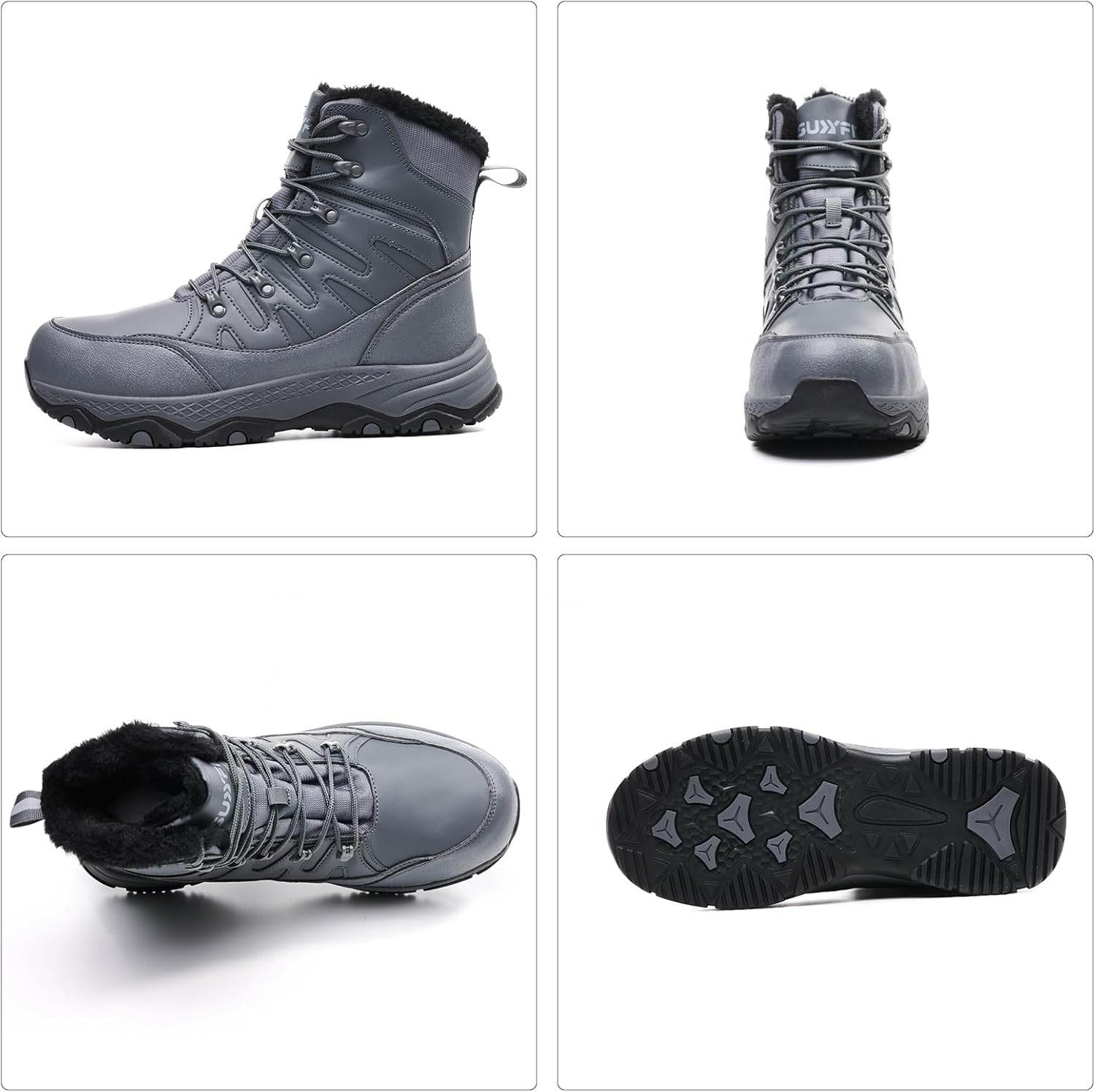 Snow Boots for Men Waterproof Mid Calf Winter Hiking Boot Durable Warm Fur Lined Boot Non-Slip Warm Climbing Shoes - Image 7
