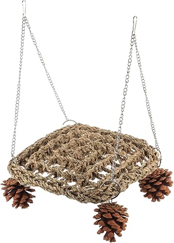 Miniatura 1 de Balacoo Hamaca para loros, jaula de pájaros, juguete de loro, juguetes para pájaros pequeños, juguetes de columpio de hierba marina, Jaulas para