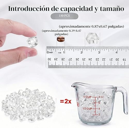 Miniatura 2 de DomeStar - Rocas de hielo falsas, 150 piezas de cristales acrílicos, rocas transparentes, jarrón de diamantes de plástico, centro de mesa Navidad