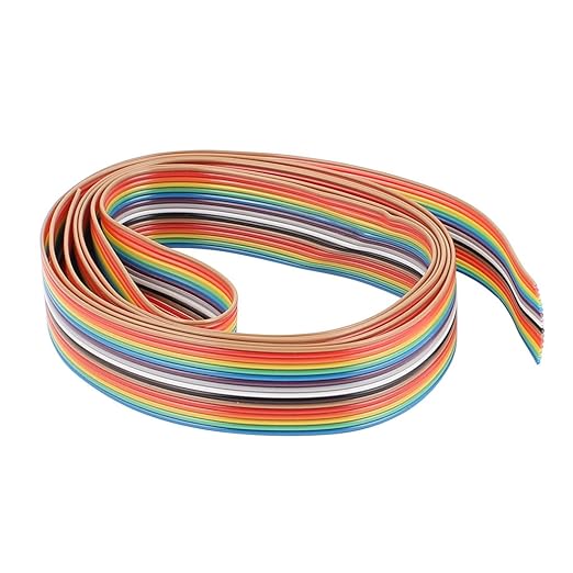Uxcell Flexible Flat Ribbon Cable Wire, 16 Pin, 1.5 m Long, 1.25 mm