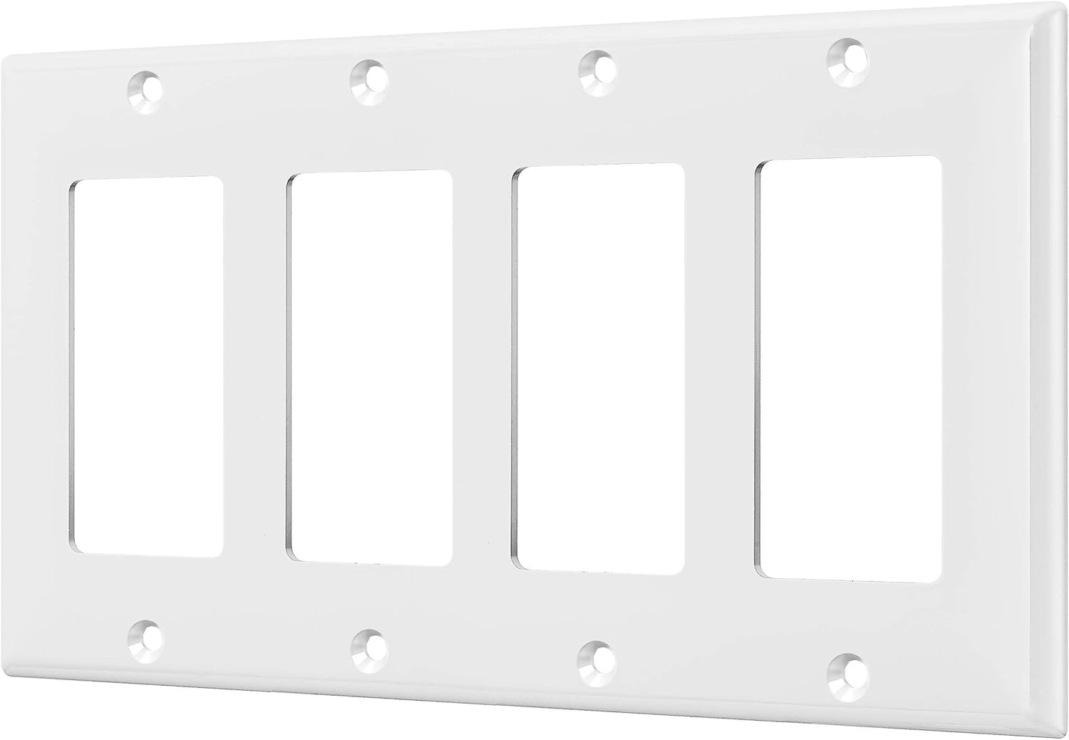 ENERLITES Decorator Light Switch or Receptacle Outlet Wall Plate, Gloss Finish, Size 4-Gang 4.50" x 8.19", Polycarbonate Thermoplastic, 8834-W, White, Standard Size