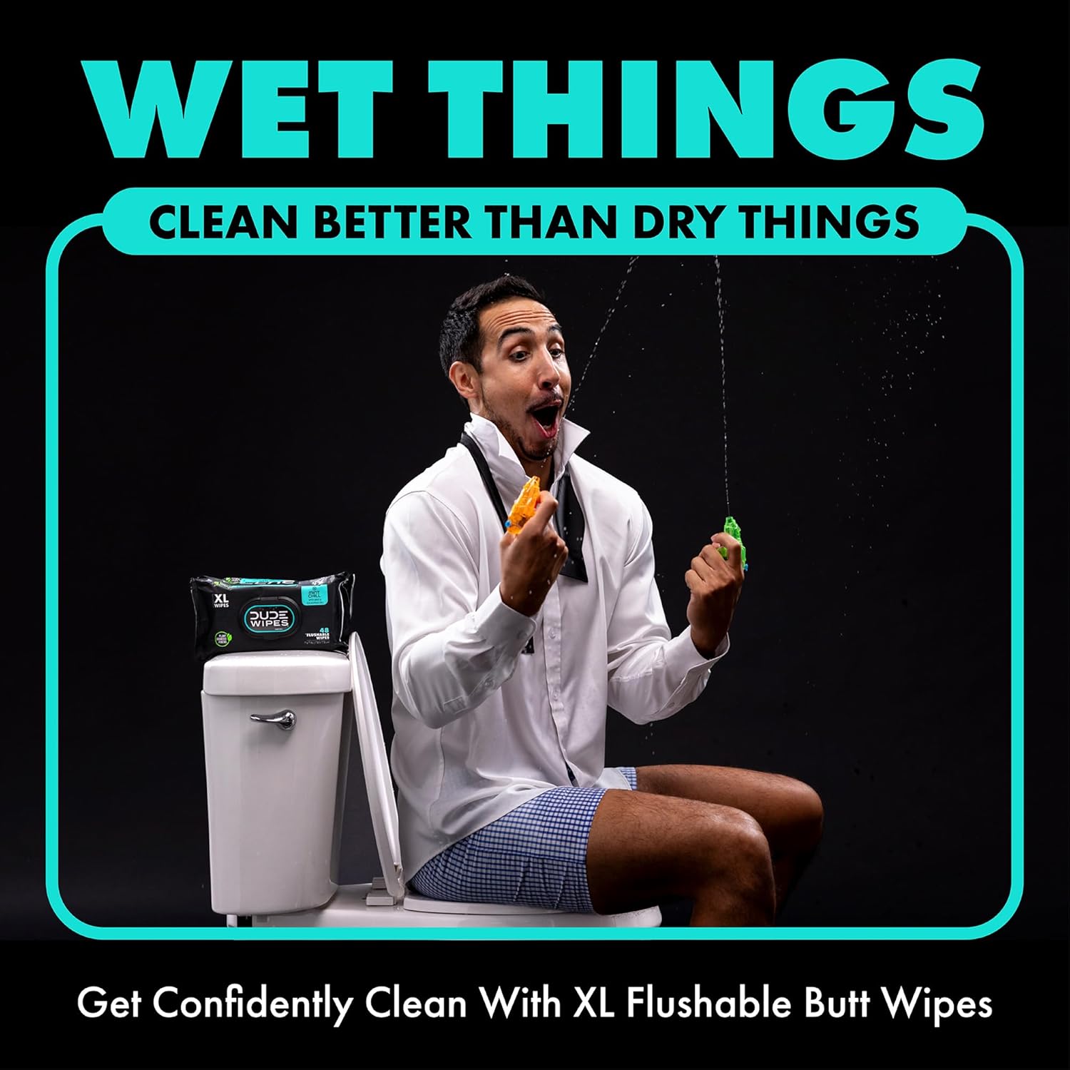 DUDE Wipes - Flushable Wipes with DUDE Bombs Toilet Spray - 18 Pack, 864 Count + 1 Spray Bottle - Mint Chill Extra-Large - with Eucalyptus & Tea Tree Oil - Forest Fresh Stank Eliminator