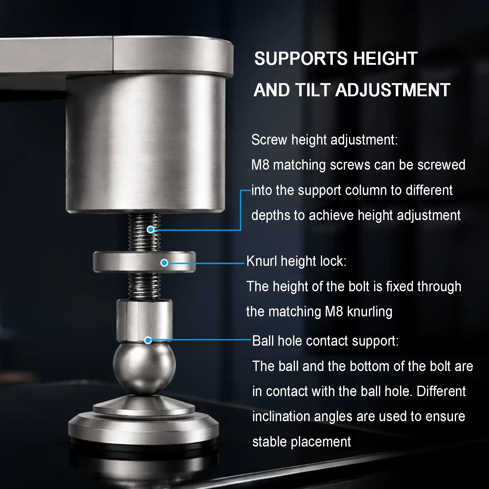 Base para Altavoces De Escritorio, Plataforma De Aislamiento HiFi, con Amortiguador Y Patas Ajustables, Absorbedor De Vibraciones De Audio De Aleación De Magnesio para Altavoces Y Amplificadores