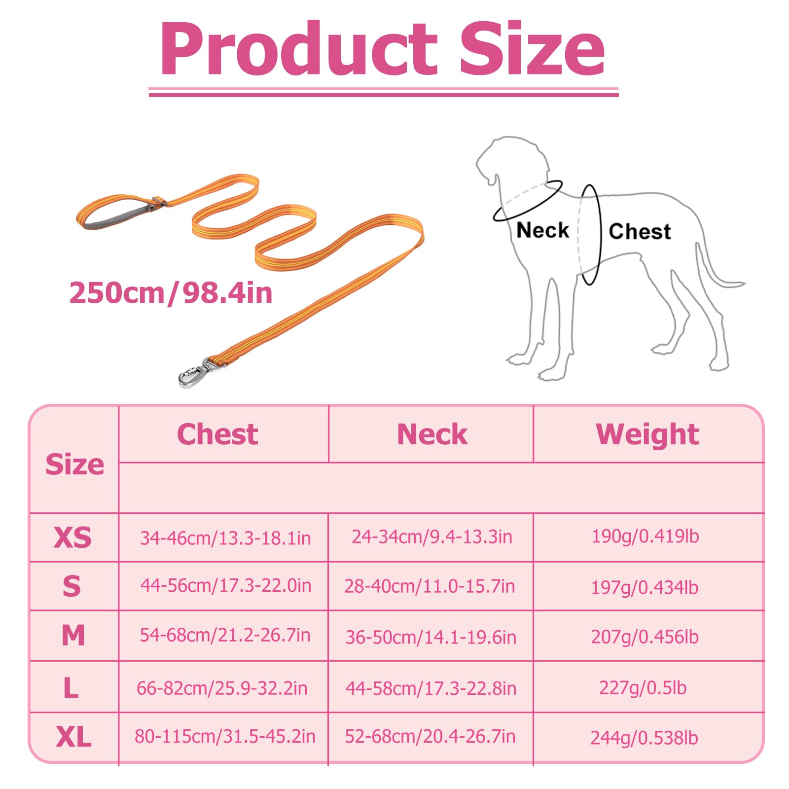 Juego de arnés y correa reflectante para perro, sin tirones, arnés de chaleco impermeable para mascotas con correa de 8.2ft / 2,5 m, gancho frontal y trasero de doble clip resistente, asa de