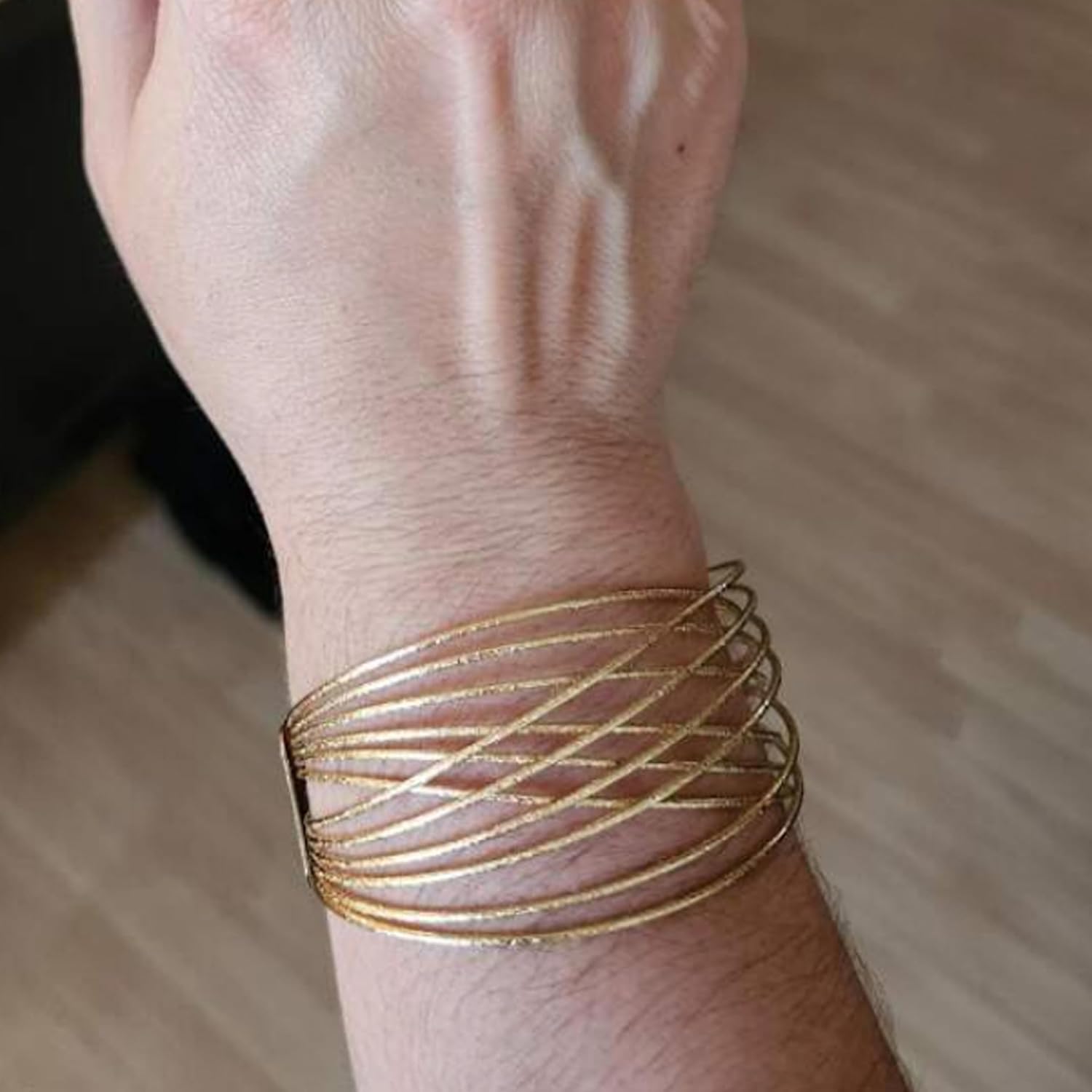 Gold Silver Cuff Bracelets for Women Gold Plated Trendy Multi-layer Open Bangle Layered Dainty Jewelry Greek Goddess Dress Gifts for Birthday Friendship Christmas - Image 2