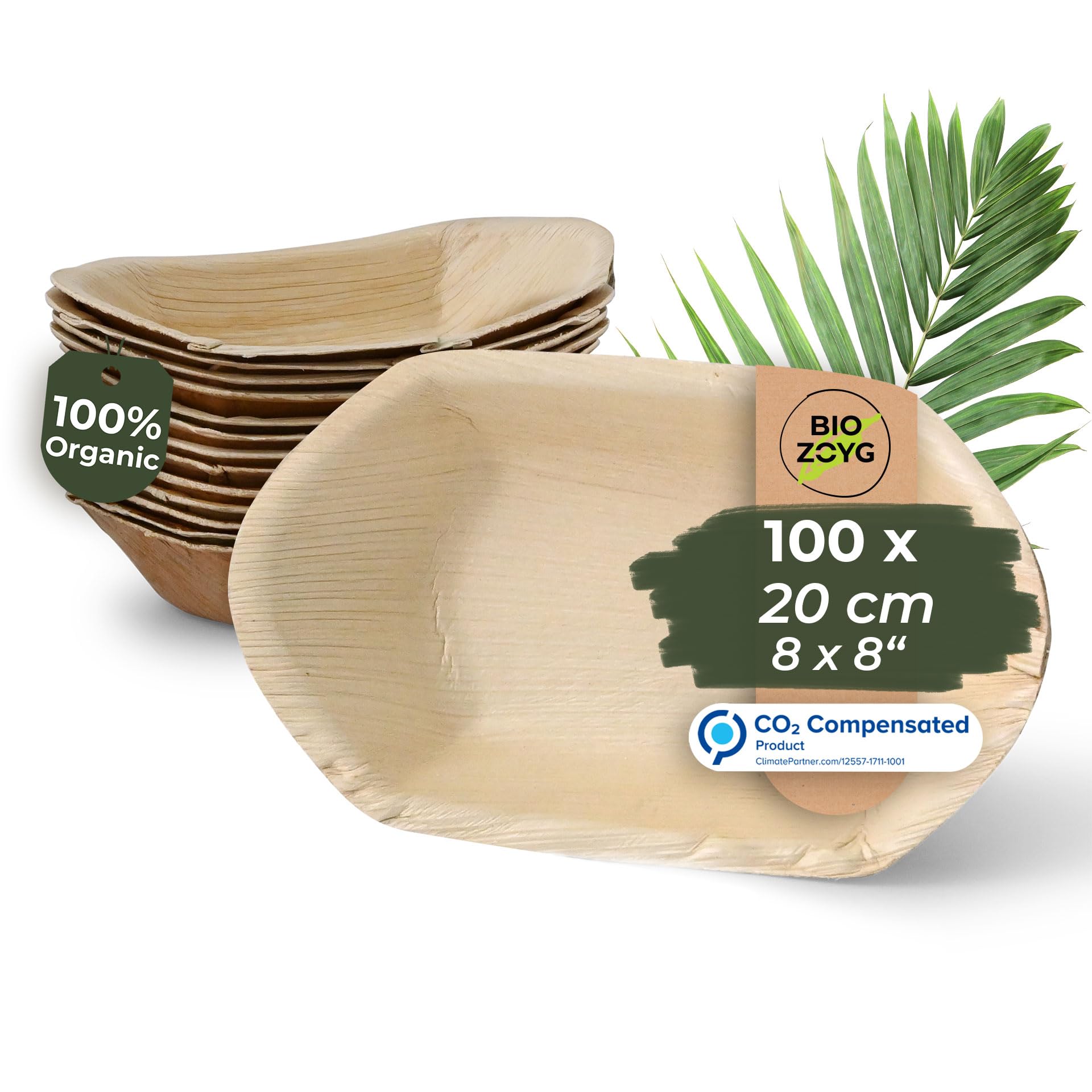 BIOZOYG Vasellame monouso biodegradabile in foglia di palma - Ciotole da portata per finger food e merendine, 100 pezzi Party boat 20 cm