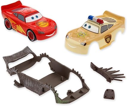 DISNEY STORE Official Lightning McQueen Die Cast Set - Cars on the Road Toys - 143 Scale Disney Cars Diecast Vehicle with Road Warrior & Deputy Hazard Makeovers Accessories
