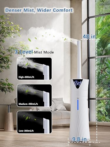 Miniatura 6 de Humidificador de 17L4.5 galones para habitación grande, humidificadores ultrasónicos inteligentes y silenciosos de niebla fría para dormitorio,