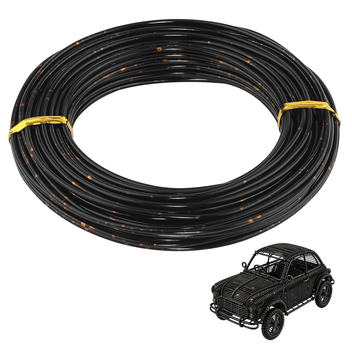 12 Gauge Aluminum Craft Wire, 33Ft 2mm Bendable Anodized Wire(Black Gold)