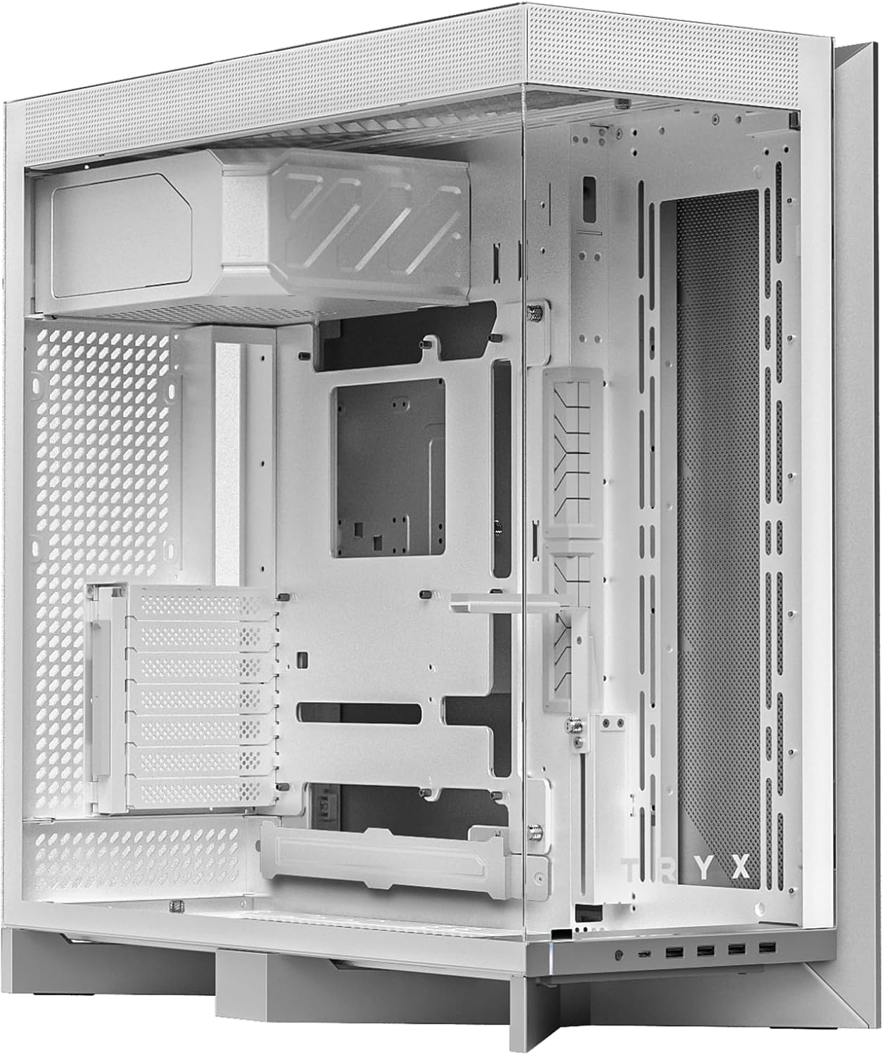 TRYX Luca L70 ATX PC Case Panoramic Glass with Front Panel ATX Case Dual Chamber High Modularity 6000-Series Anodized Aluminum Frame Computer Case 420mm Radiator Support USB 3.2 Type-C I/O Panel