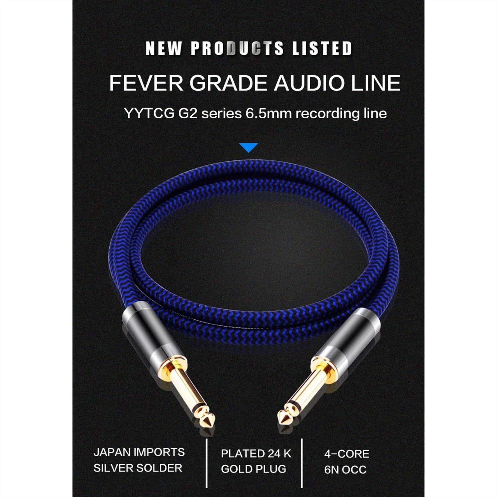 Cavo Strumento per Chitarra Cavo Doppio Da 6,5 ​​mm A Doppio Da 6,5 ​​mm Jack TS Da 1/4" Cavo Da 2 6,5 Mm A OFC Per Amplificatore Mixer Organo Elettronico Chitarra(1.5m)