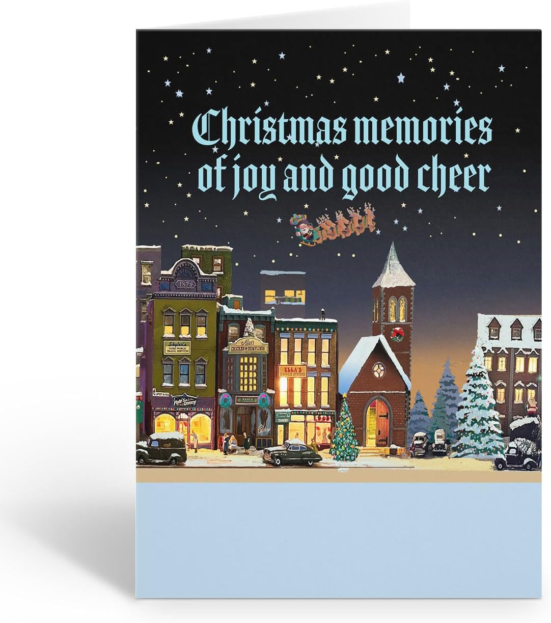 Stonehouse Collection | Custom Christmas Villiage Holiday Cards | Personalized Little Christmas Town Christmas Cards | Festive Town Holiday Greeting Cards | 24 cards and 25 envelopes (Personalized)