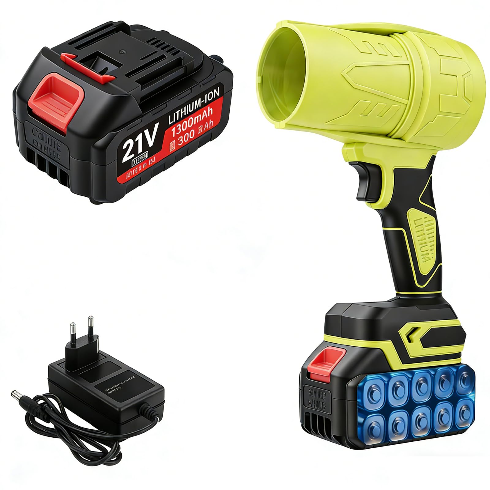 Soplador de Hojas Inalámbrico con Batería, 35000RPM Soplador Turbo Jet Blower, Súper Potente, con Baterías 1300mAh, Soplador de Chorro Turbo para Teclado de Ordenador, Coche, Al Aire Libre