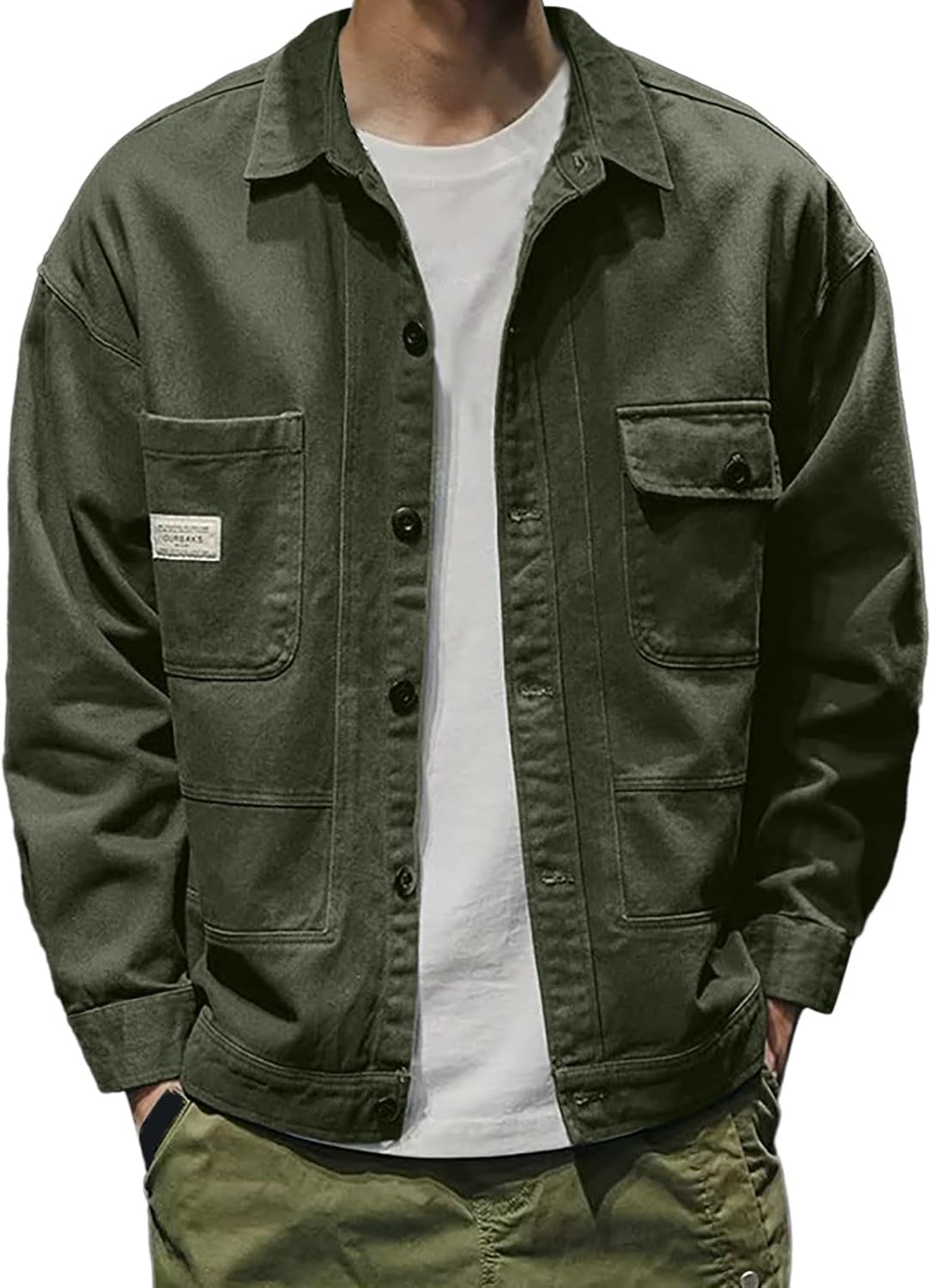 Men's Casual Denim Jacket Stylish Loose Fit Retro Work Shirt for Everyday Wear and Outdoor Activities